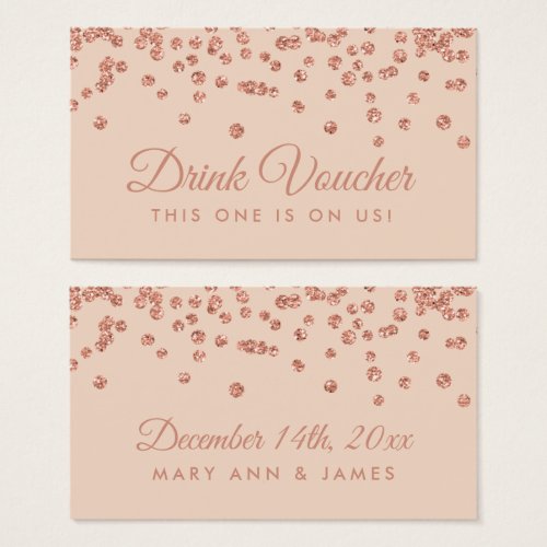 Drink Voucher Rose Gold Glitter Confetti Blush