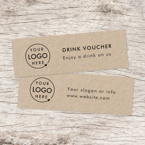 Drink Voucher  Rustic Kraft Corporate Logo Card