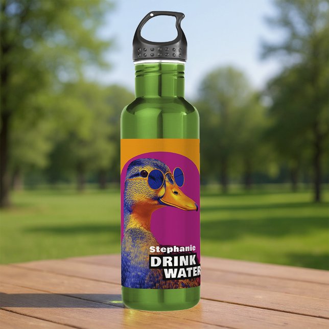 Drink Water Duck Meme  Stainless Steel Water Bottle (Stay hydrated in style with this customizable Drink Water Duck water bottle! )