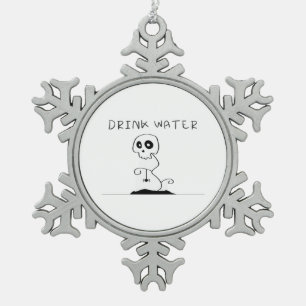 Drink Water - Eat Drink And Be Scary Retro Classic Snowflake Pewter Christmas Ornament
