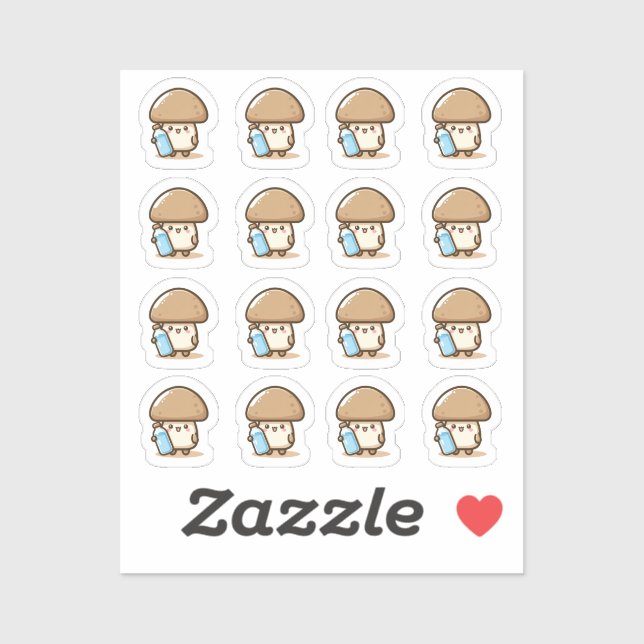 Drink water mushroom Custom-Cut Vinyl Sticker (Sheet)