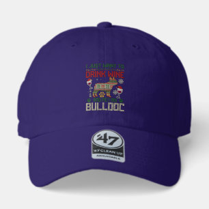 Drink Wine Bulldog Dog Ugly Sweater Santa Hat