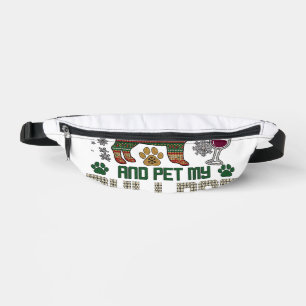 Drink Wine Bulldog Dog Ugly Sweater Santa Hat Fanny Pack