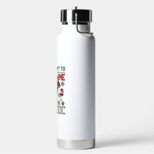 Drink Wine Bulldog Dog Ugly Sweater Santa Hat Water Bottle
