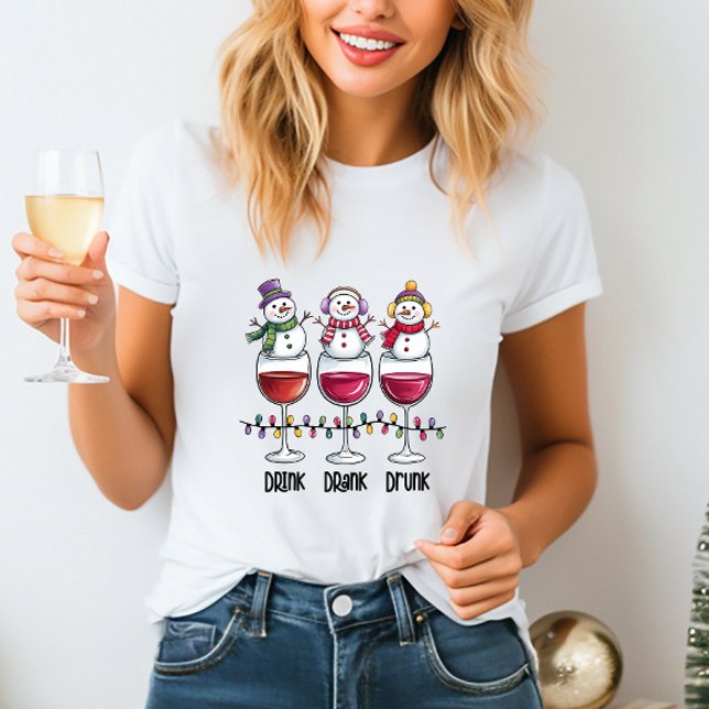 Drink Wine Christmas Women's T-Shirt (Creator Uploaded)