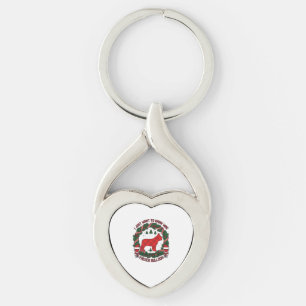 Drink Wine French Bulldog Dog Red Plaid Christmas Keychain
