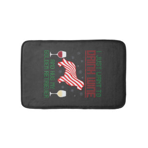 Drink Wine Hug Golden Retriever Christmas Bath Mat
