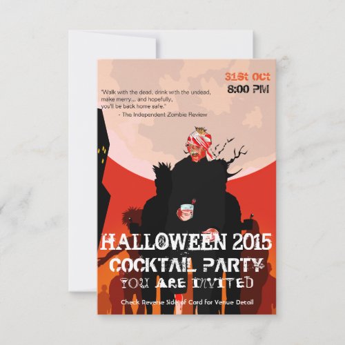 Drink with the undead zombie Halloween invitation