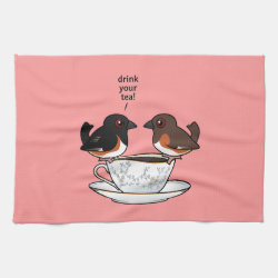 Eastern Towhee: Drink Your Tea! Kitchen Towel 16