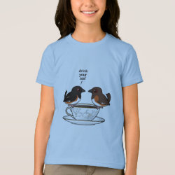 Eastern Towhee: Drink Your Tea! Girls' American Apparel Fine Jersey T-Shirt