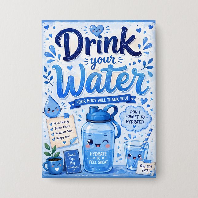 Drink your water button (Front)