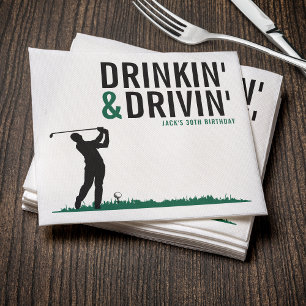 Drinkin & Drivin Adult Golf Birthday Party Napkins