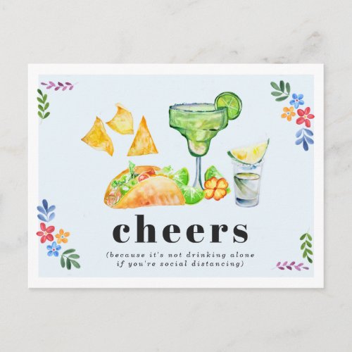 Drinking Alone Tacos  Tequila Social Distancing Postcard