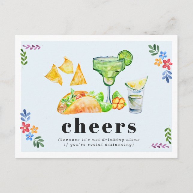 Drinking Alone Tacos & Tequila Social Distancing Postcard (Front)