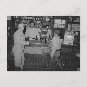 Drinking At The Bar Vintage Poster Postcard