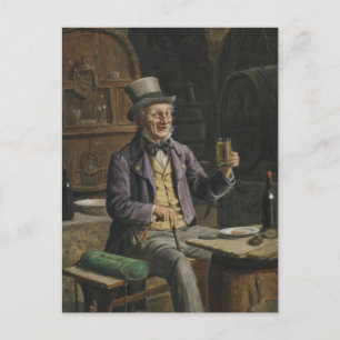 Drinking Beer Painting Postcard