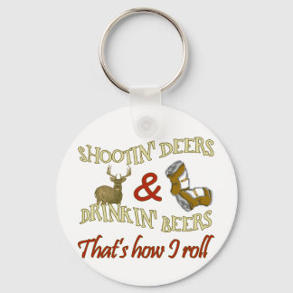 Drinking Beer Shooting Deer Keychain