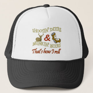 Drinking Beer Shooting Deer Trucker Hat