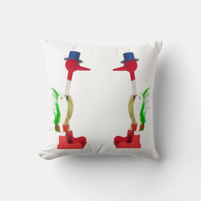 Drinking Bird Throw Pillow (Front)