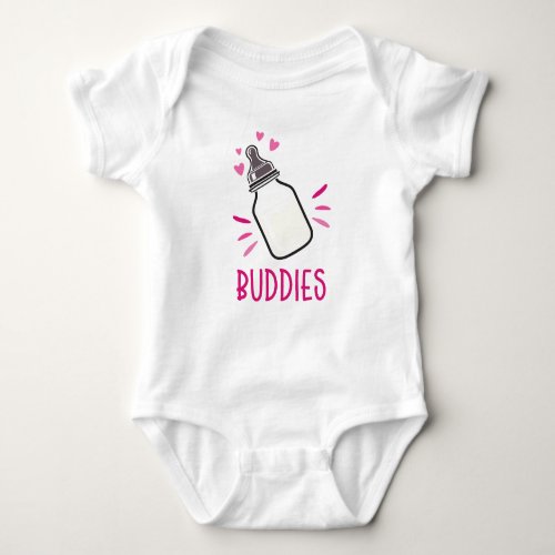 Drinking Buddies Pink Twins Baby Bodysuit