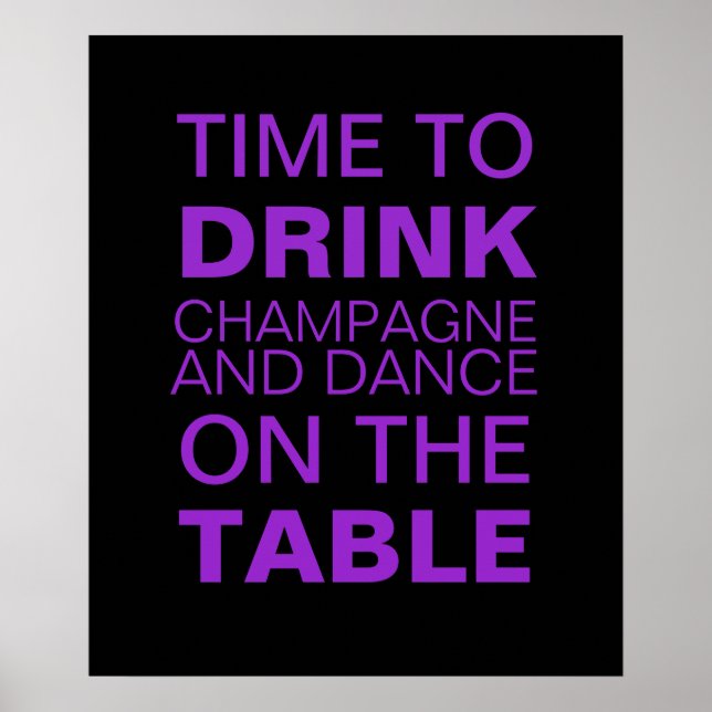Drinking Champagne Party Poster in Purple (Front)