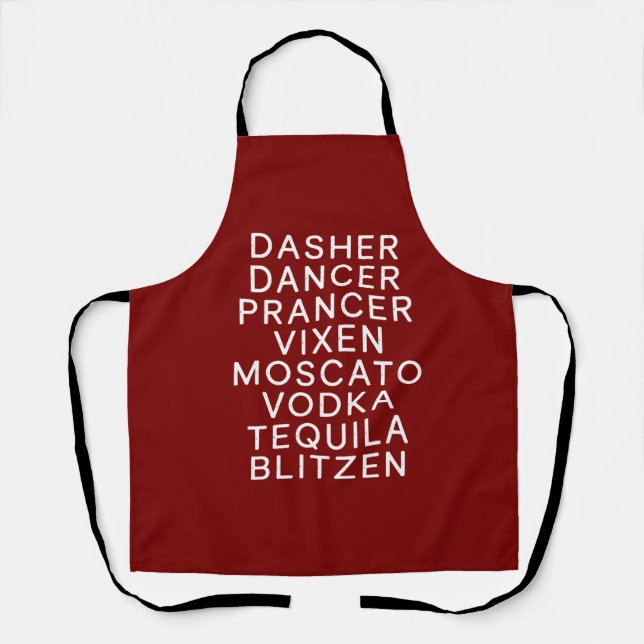Drinking Christmas Holiday Party Dasher Dancer  Apron (Front)