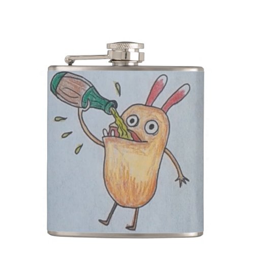 Drinking chugging beer wine funny creature flask