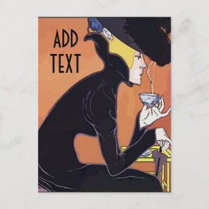 Drinking Coffee, add edit text,  Postcard