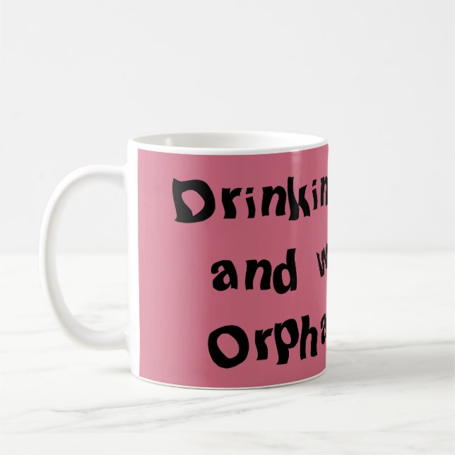 drinking coffee and watching orphan Black fun font Mug (Left)