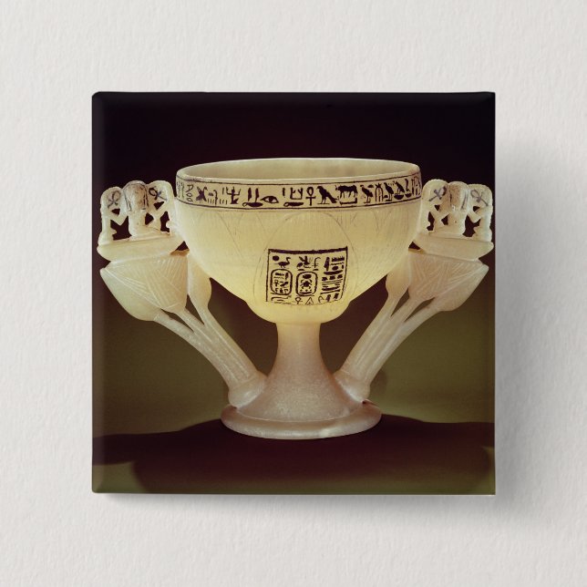 Drinking cup in the form of a half-opened pinback button (Front)