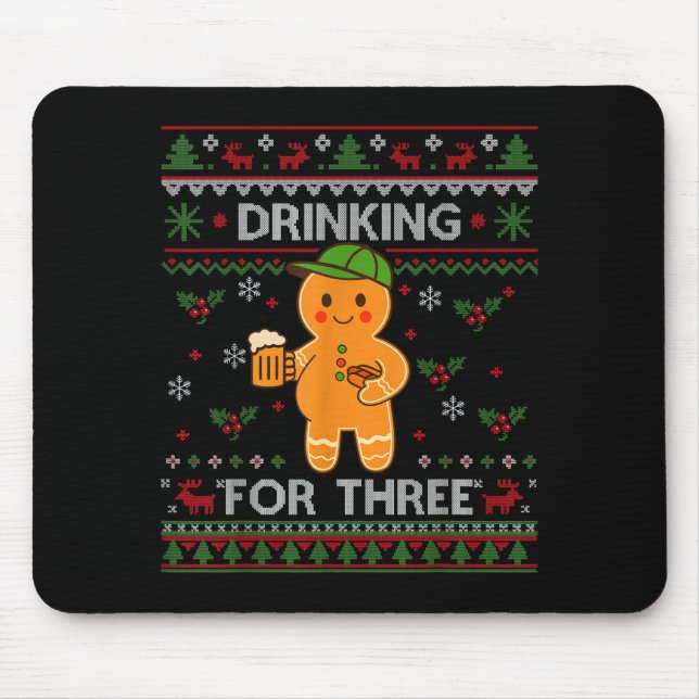 Drinking For Three Pregnancy Announcement Ugly Swe Mouse Pad (Front)