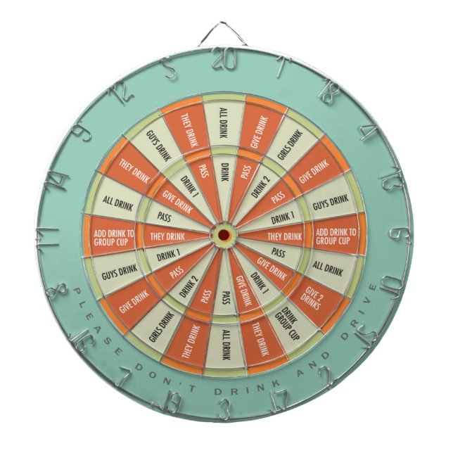 Drinking Game in Aqua Orange Dart Board (Front)