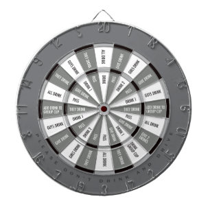 Drinking Game in Black and White and Gray Dartboard With Darts