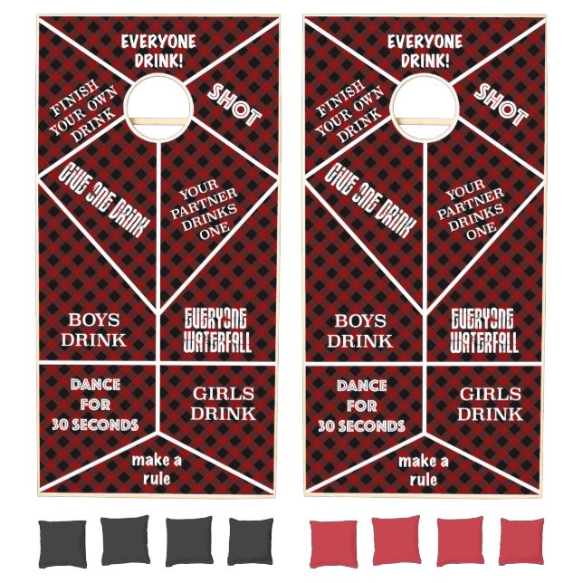 Drinking Game Red Plaid Cornhole Set (Set)