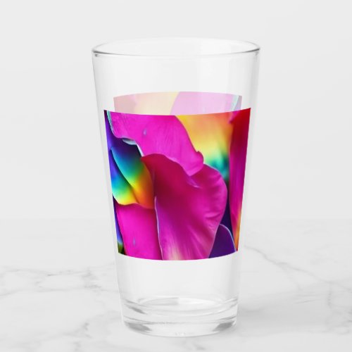 Drinking Glass _ Rainbow Rose Petals