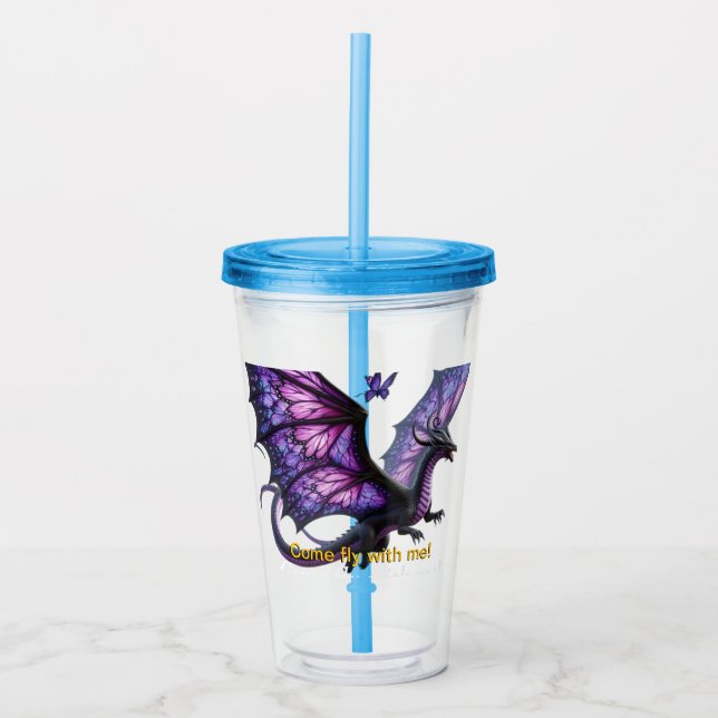 Drinking glass with lid and straw (Front)