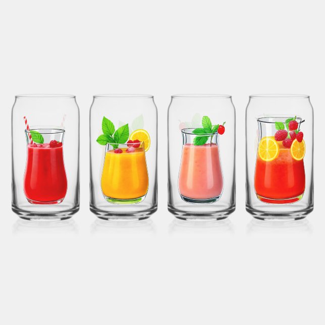 Drinking Glasses Set of 4 – Colorful Glass Cups  (Front)