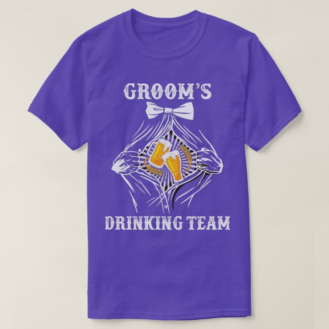Drinking Groom Team Squad Funny Bachelor Party T-Shirt (Design Front)
