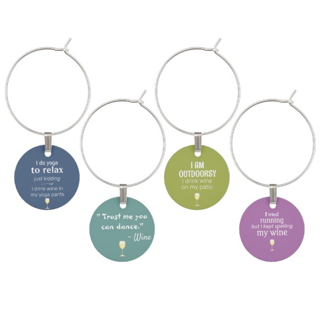 Drinking Humor Funny Wine Quotes Glass Charm  (Staggered)