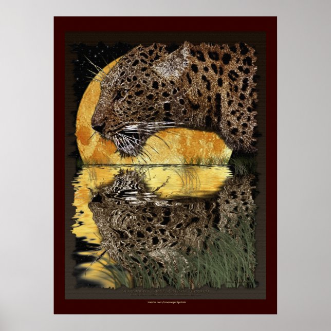 DRINKING LEOPARD at SUNSET Art Poster (Front)