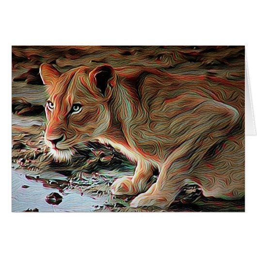 Drinking Lion Cards (Front Horizontal)