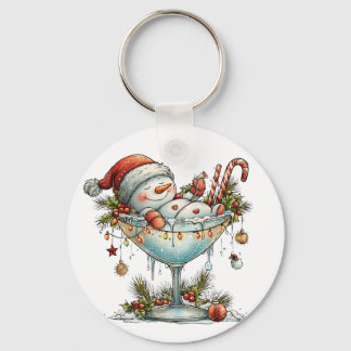 Drinking Snowman Happy New Year Keychain