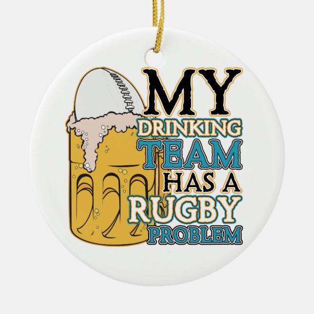 Drinking Team Rugby Ceramic Ornament (Front)
