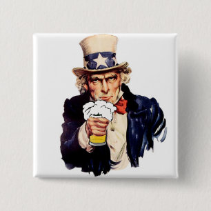 Drinking Uncle Sam Pinback Button