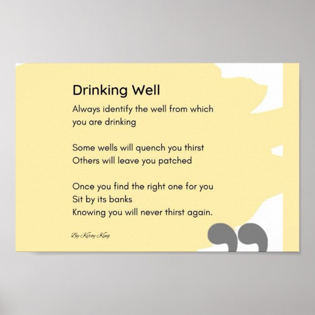 Drinking well poem yellow wall art decor  (Front)