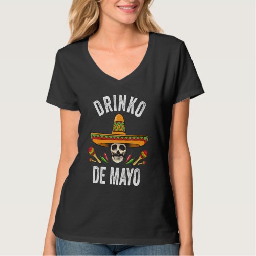 Drinko De Mayo  Mexican Skull Cinco De Mayo Holida T_Shirt