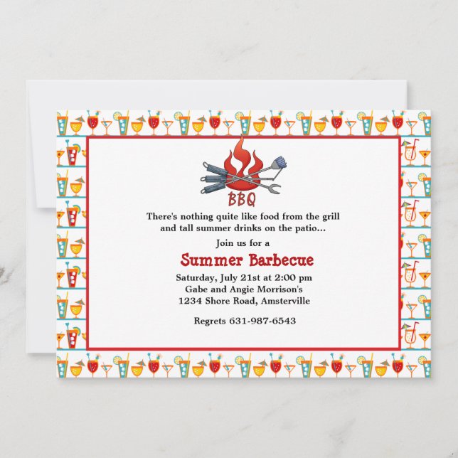 Drinks and a BBQ Invitation (Front)