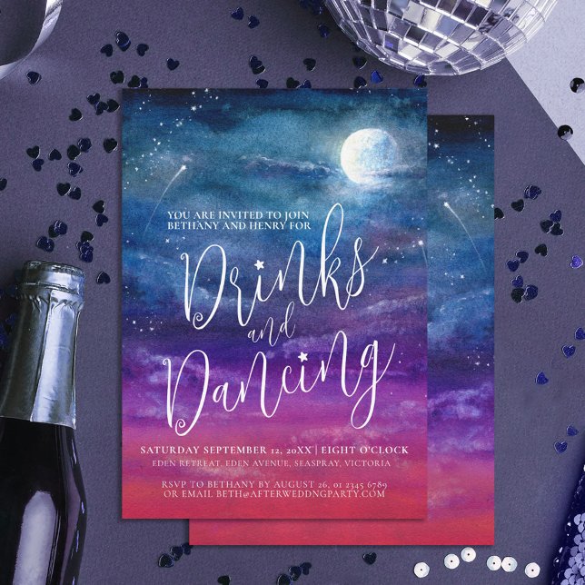 Drinks and dancing wedding party under the stars invitation (Creator Uploaded)