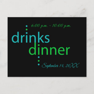 Drinks and Dinner Party Invitation Postcard