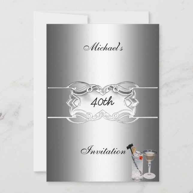 Drinks and Silver Party Invitation (Front)
